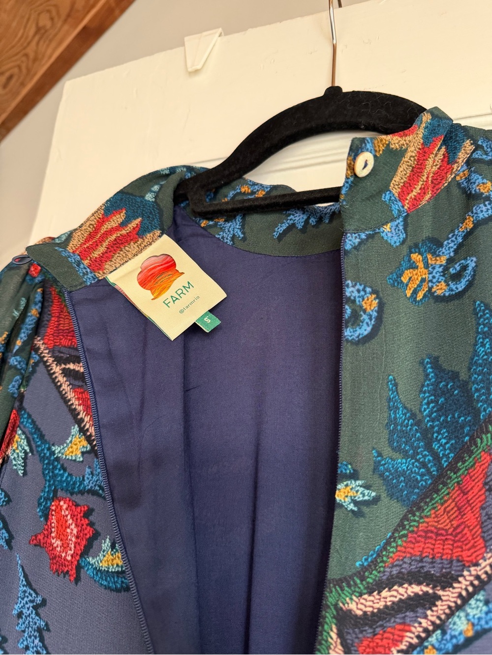 FARM Rio Blue Multi-Print Long Sleeve Maxi Dress - Picture 11 of 16